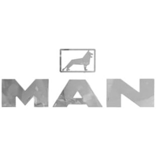 EMBLEMA CROMADO GRADE MAN TGX ''MAN + LEÃO'' - MAN / VOLKSWAGEN - 81978402102 - 1