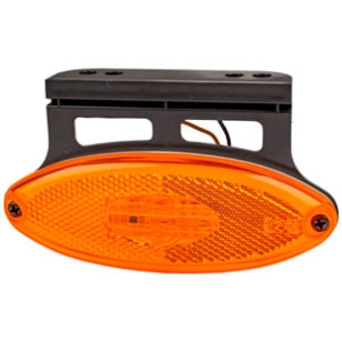 LANTERNA LATERAL OVAL ÂMBAR LED COM SUPORTE/FIO 12/24V - IMPLEMENTOS - 2043 AM - 1